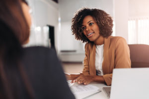 Young woman doing a job interview