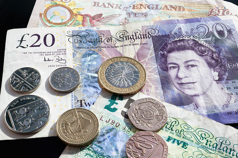 Pile of notes and coins
