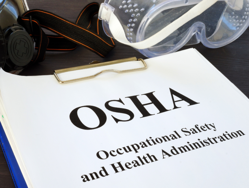 Clip board with Occupational Safety and Health Administration Guidelines