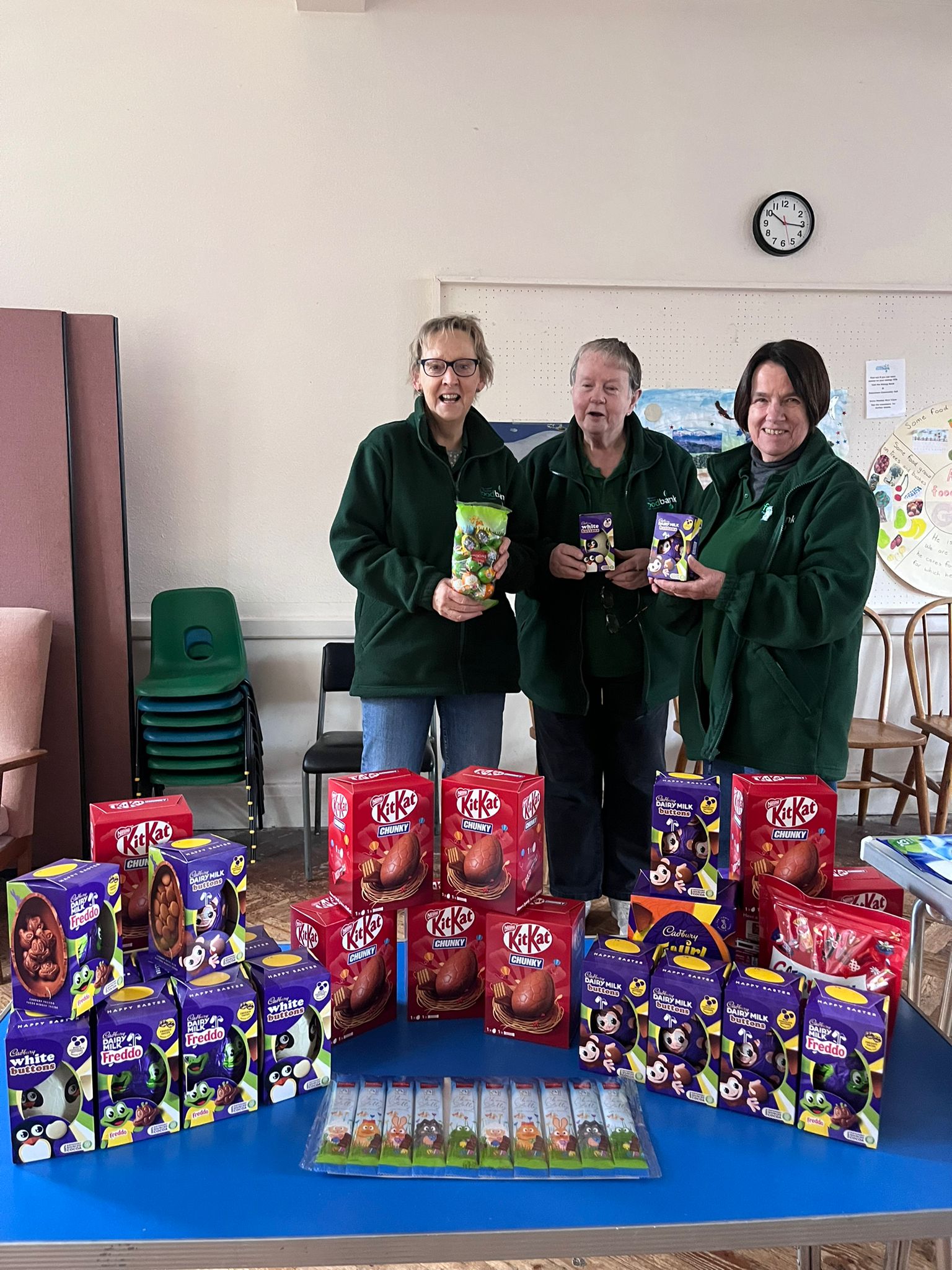 Volunteers at Long Eaton & Sawley Food Bank with Easter Donations