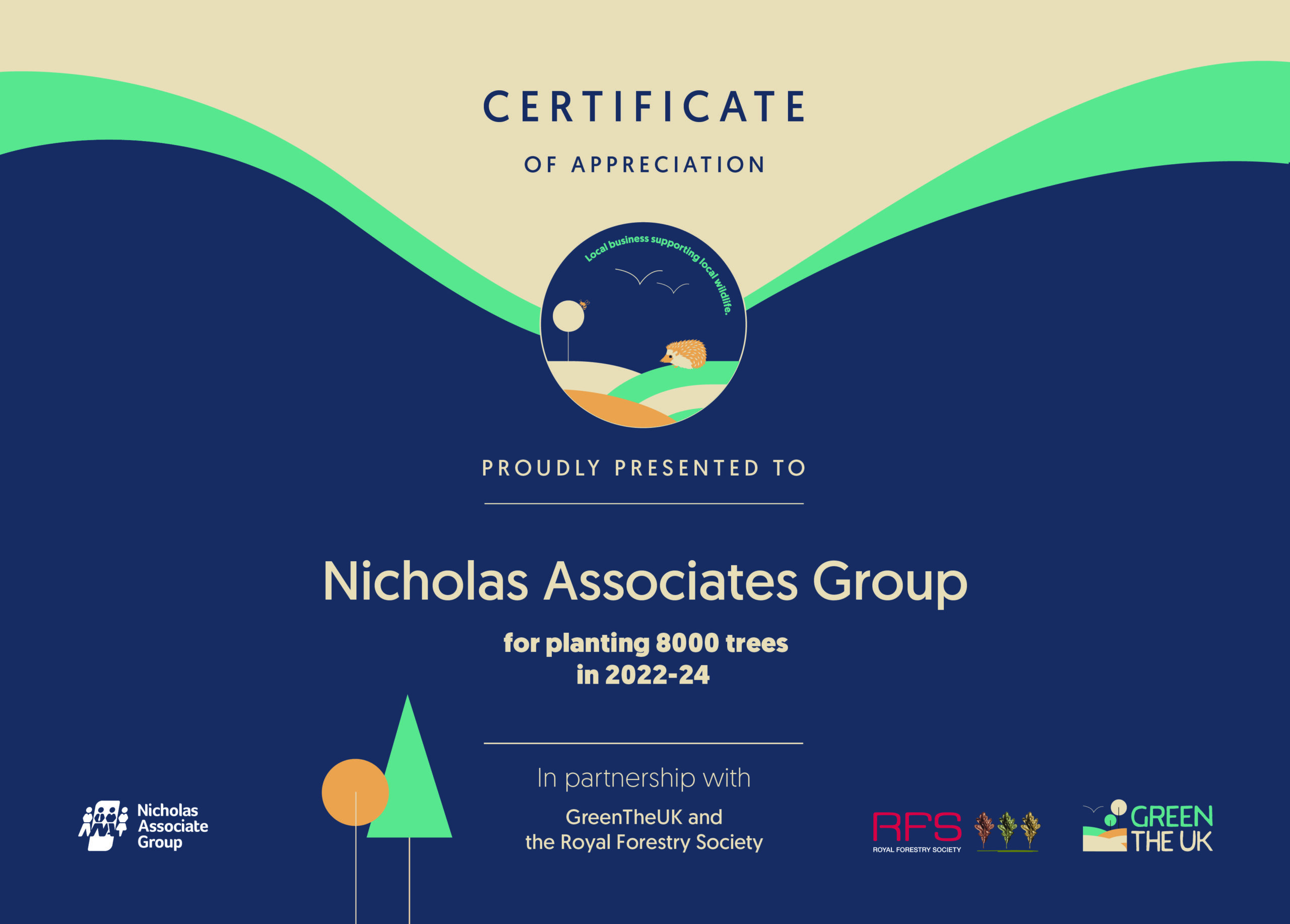 GreenTheUK Certificate of Appreciation