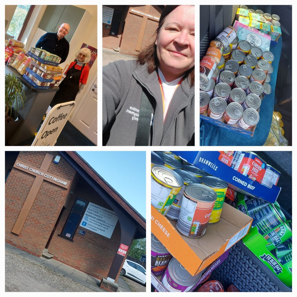 Jakki Lovewell and the team dropping off goods at Christ Church Cottingham