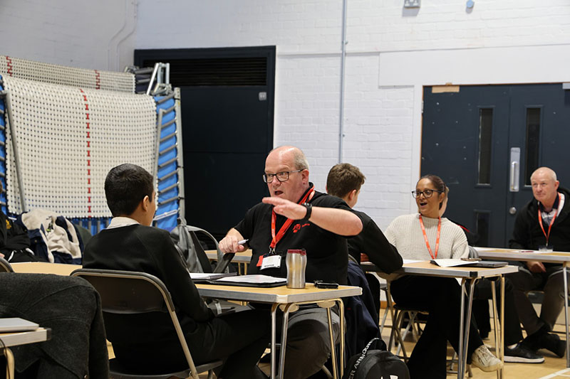 Neil speaking to school student